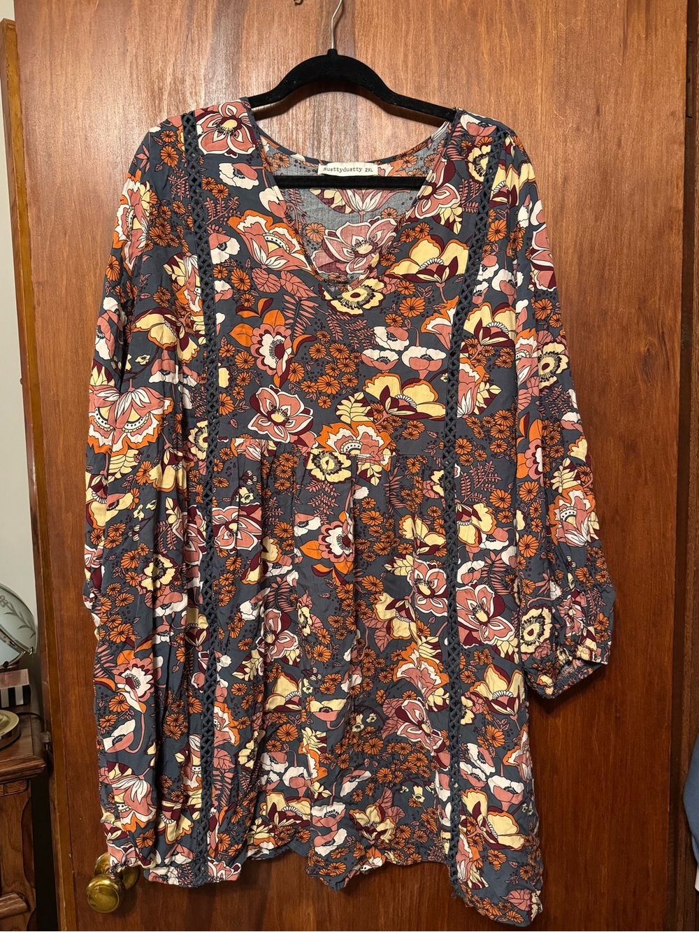 Rusttydustty Women’s Plus Size Boho Floral Dress Size 2XL